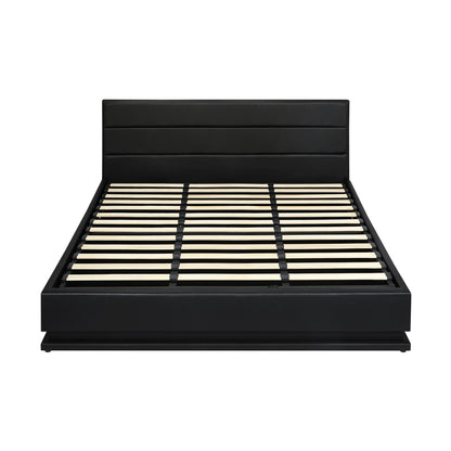 Oikiture King Bed Frame, RBG Mattress Base with Gas Lift and Storage Space Black-Bed Frames-PEROZ Accessories