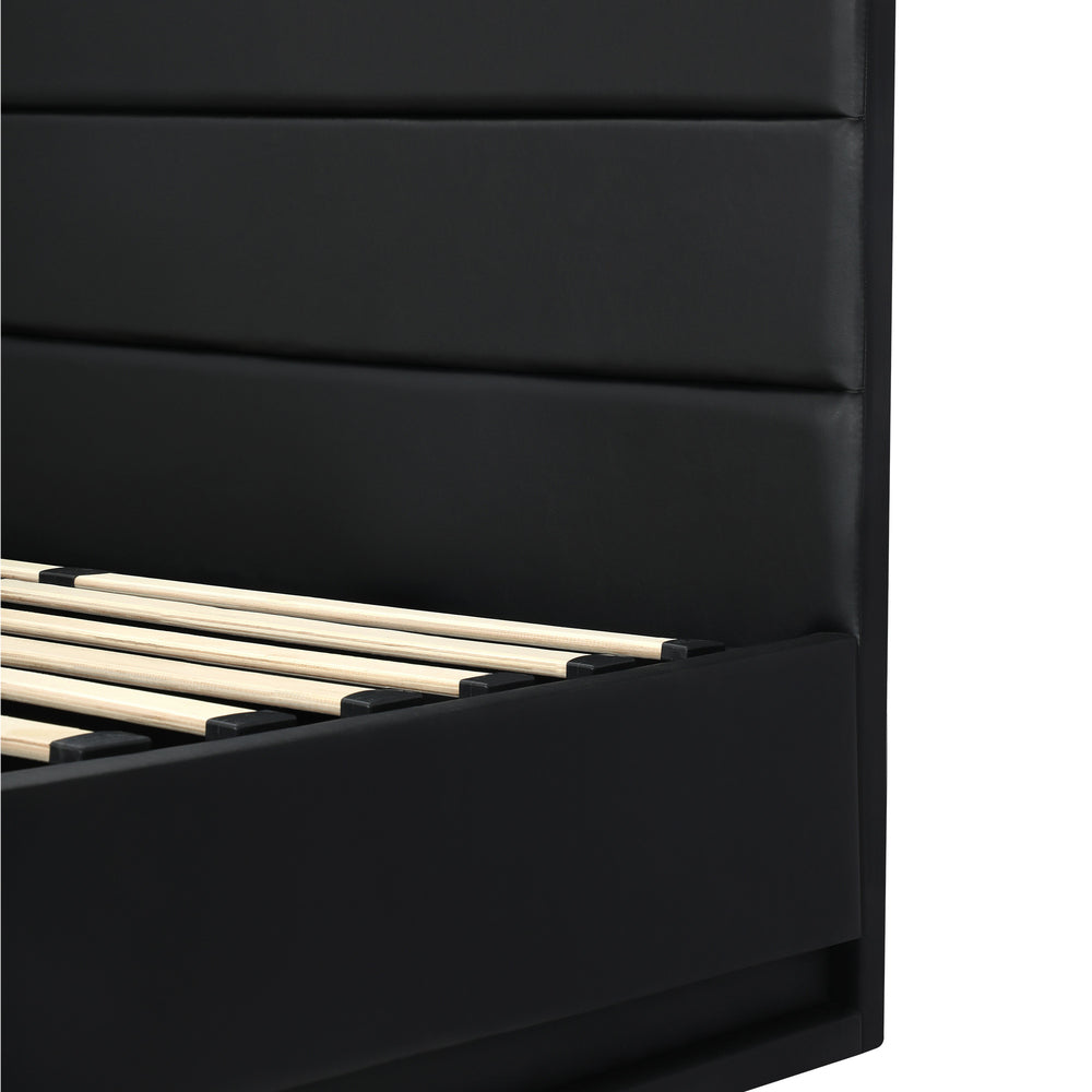Oikiture King Bed Frame, RBG Mattress Base with Gas Lift and Storage Space Black-Bed Frames-PEROZ Accessories