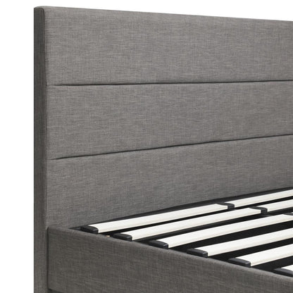 Oikiture Bed Frame King Bed Frame LED Mattress Base with Gas Lift and Storage Space Grey-Bed Frames-PEROZ Accessories