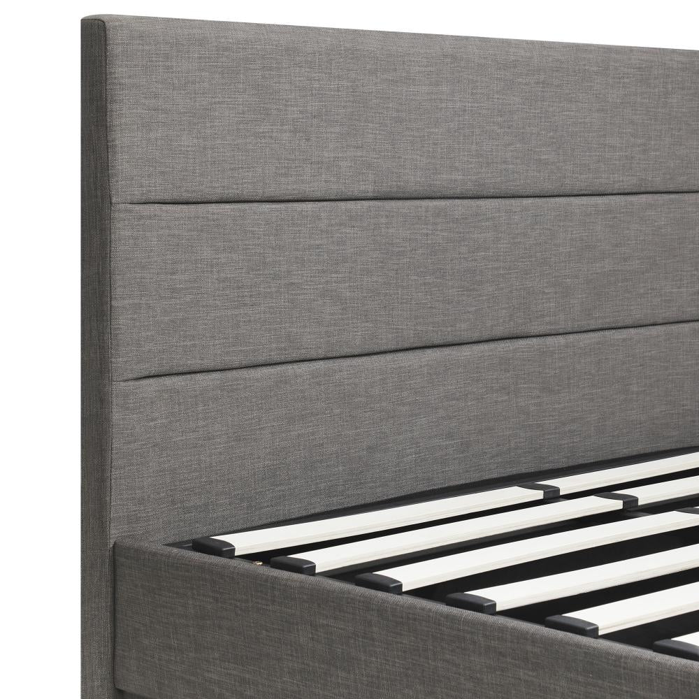 Oikiture Bed Frame Queen Bed Frame LED Mattress Base with Gas Lift and Storage Space Grey-Bed Frames-PEROZ Accessories