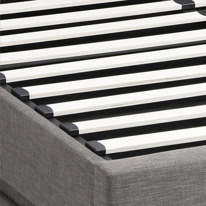 Oikiture Bed Frame Queen Bed Frame LED Mattress Base with Gas Lift and Storage Space Grey-Bed Frames-PEROZ Accessories