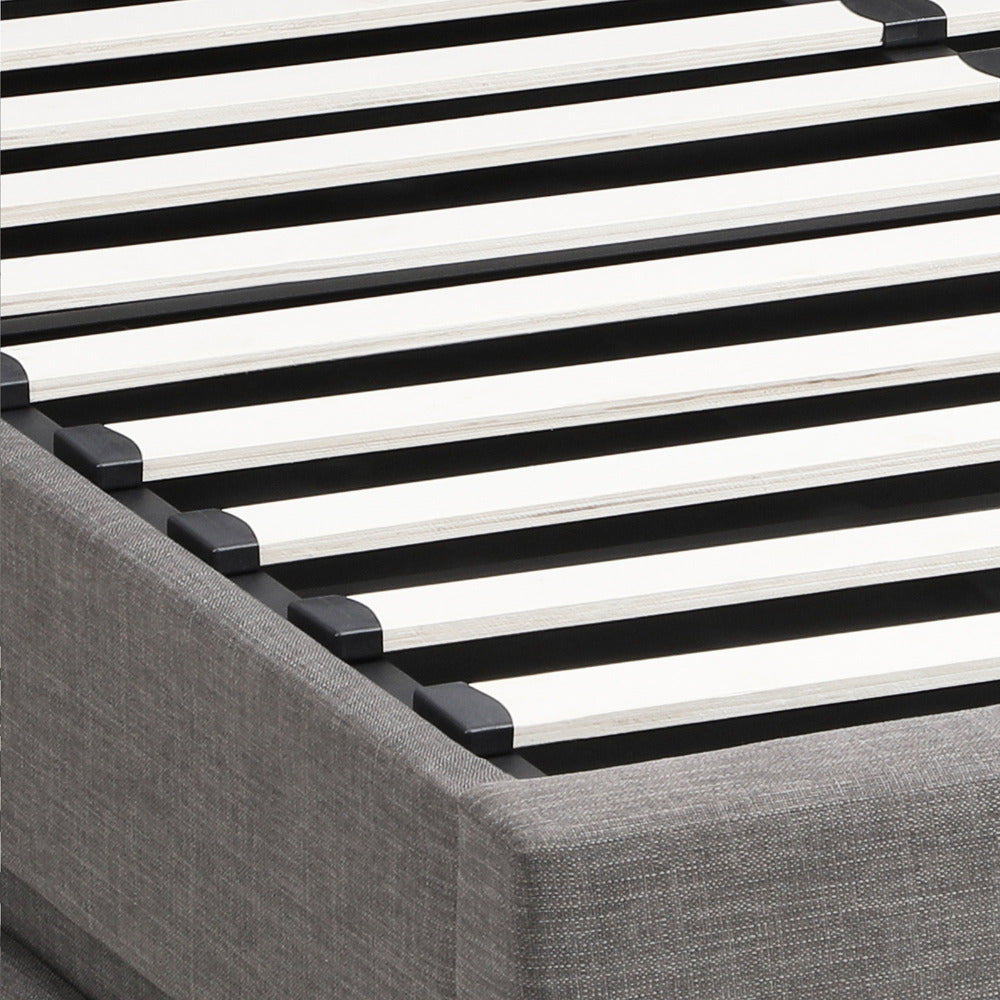 Oikiture Bed Frame Queen Bed Frame LED Mattress Base with Gas Lift and Storage Space Grey-Bed Frames-PEROZ Accessories