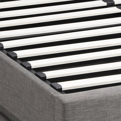 Oikiture Bed Frame Queen Bed Frame LED Mattress Base with Gas Lift and Storage Space Grey-Bed Frames-PEROZ Accessories
