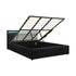 Oikiture Bed Frame RGB LED King Size Gas Lift Storage Base Black-Bed Frames-PEROZ Accessories