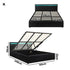 Oikiture Bed Frame RGB LED King Size Gas Lift Storage Base Black-Bed Frames-PEROZ Accessories