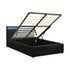 Oikiture Bed Frame RGB LED King Single Gas Lift Storage Base Black-Bed Frames-PEROZ Accessories