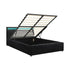 Oikiture Bed Frame RGB LED Queen Size Gas Lift Storage Base Black-Bed Frames-PEROZ Accessories