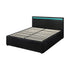 Oikiture Bed Frame RGB LED Queen Size Gas Lift Storage Base Black-Bed Frames-PEROZ Accessories