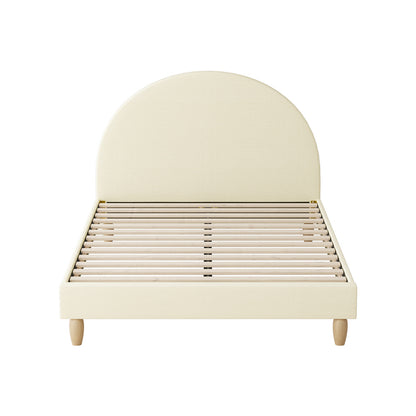 Oikiture Bed Frame Double Size Arched Beds Platform Beige Fabric-Bed Frames-PEROZ Accessories