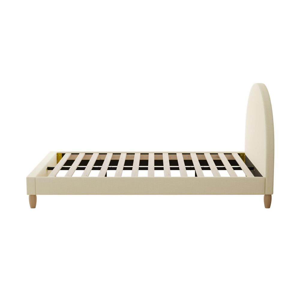 Oikiture Bed Frame Double Size Arched Beds Platform Beige Fabric-Bed Frames-PEROZ Accessories