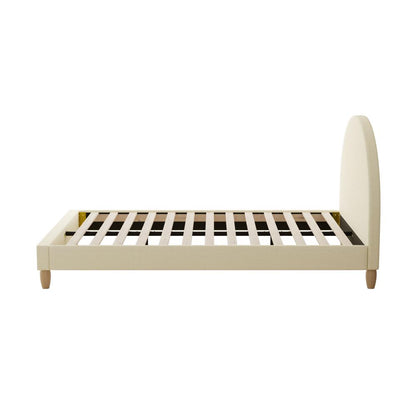 Oikiture Bed Frame Double Size Arched Beds Platform Beige Fabric-Bed Frames-PEROZ Accessories