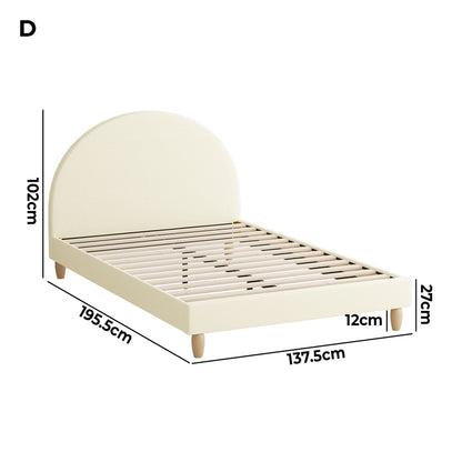 Oikiture Bed Frame Double Size Arched Beds Platform Beige Fabric-Bed Frames-PEROZ Accessories