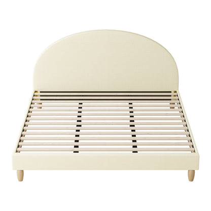 Oikiture Bed Frame King Size Arched Beds Platform Beige Fabric-Bed Frames-PEROZ Accessories
