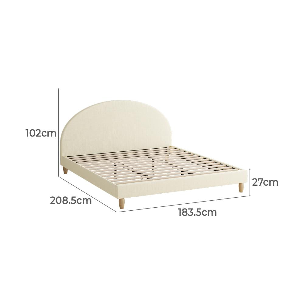 Oikiture Bed Frame King Size Arched Beds Platform Beige Fabric-Bed Frames-PEROZ Accessories