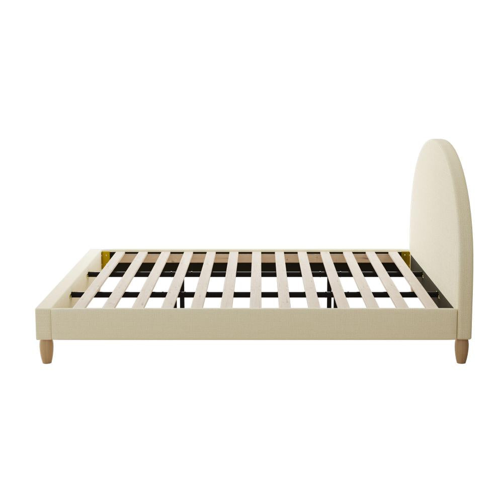 Oikiture Bed Frame King Size Arched Beds Platform Beige Fabric-Bed Frames-PEROZ Accessories