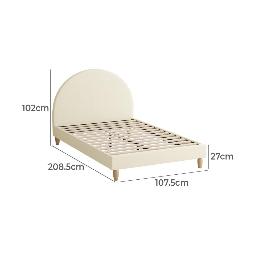 Oikiture Bed Frame King Single Size Arched Beds Platform Beige Fabric-Bed Frames-PEROZ Accessories