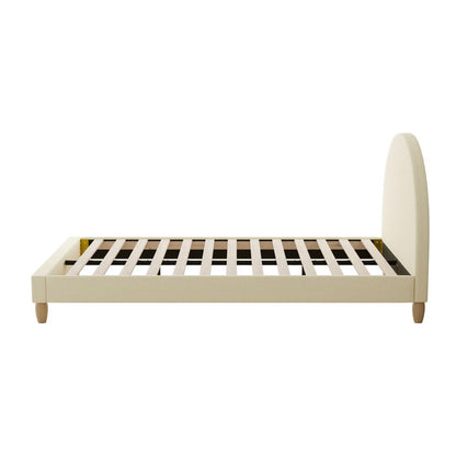 Oikiture Bed Frame King Single Size Arched Beds Platform Beige Fabric-Bed Frames-PEROZ Accessories