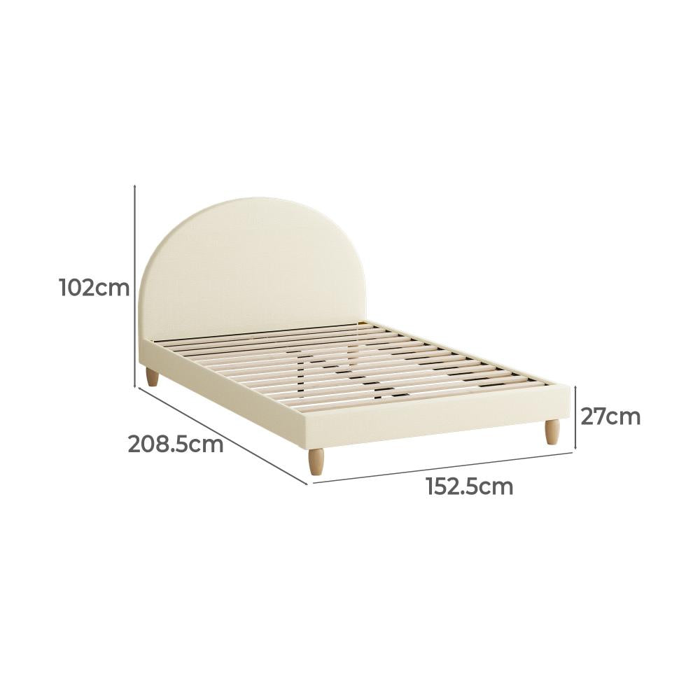 Oikiture Bed Frame Queen Size Arched Beds Platform Beige Fabric-Bed Frames-PEROZ Accessories