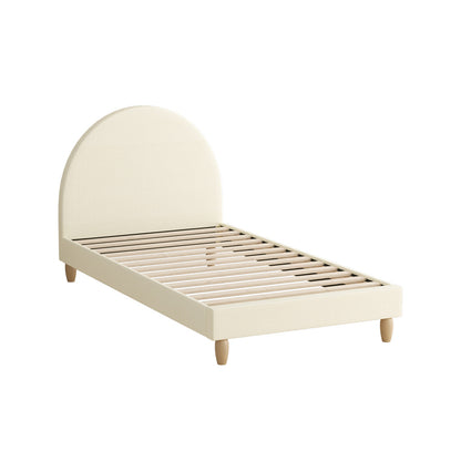 Oikiture Bed Frame Single Size Arched Beds Platform Beige Fabric-Bed Frames-PEROZ Accessories