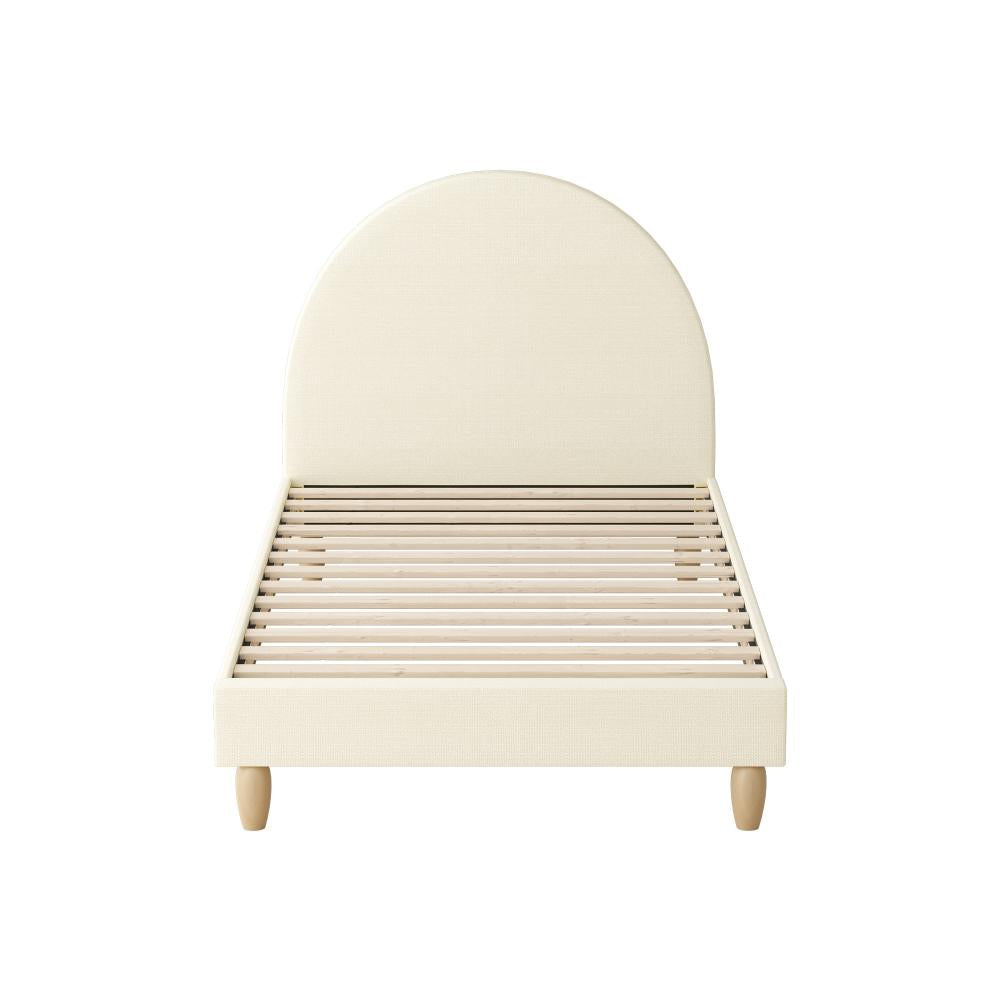 Oikiture Bed Frame Single Size Arched Beds Platform Beige Fabric-Bed Frames-PEROZ Accessories