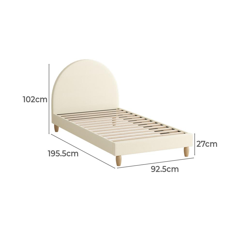 Oikiture Bed Frame Single Size Arched Beds Platform Beige Fabric-Bed Frames-PEROZ Accessories