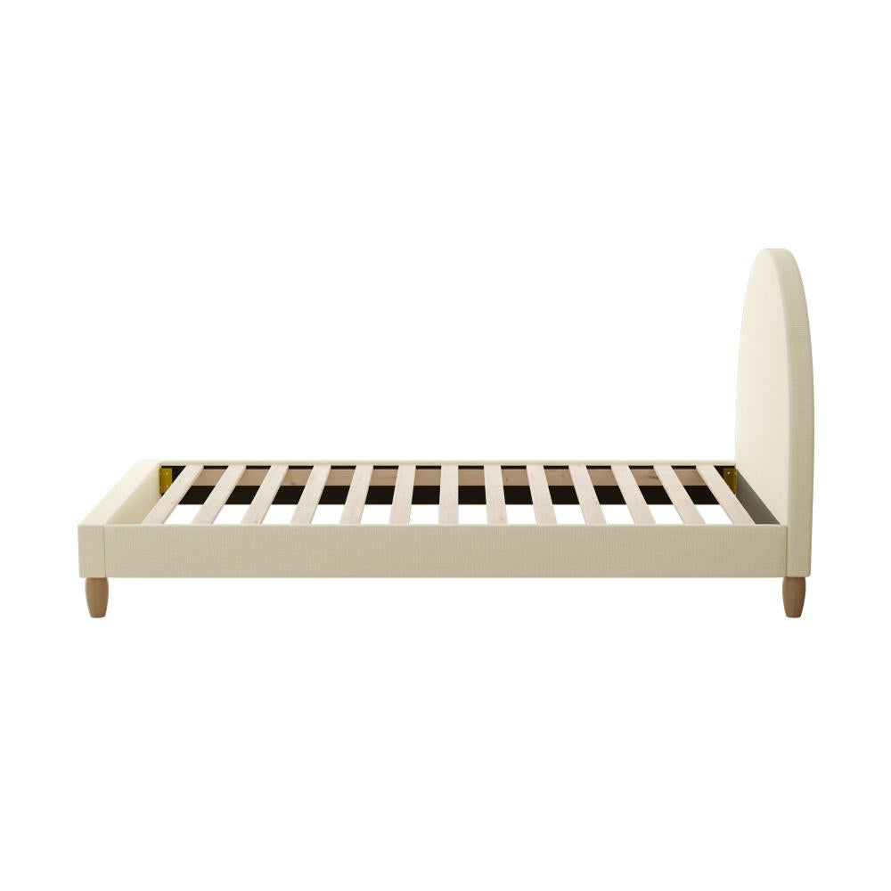 Oikiture Bed Frame Single Size Arched Beds Platform Beige Fabric-Bed Frames-PEROZ Accessories