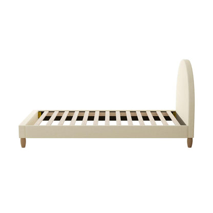 Oikiture Bed Frame Single Size Arched Beds Platform Beige Fabric-Bed Frames-PEROZ Accessories