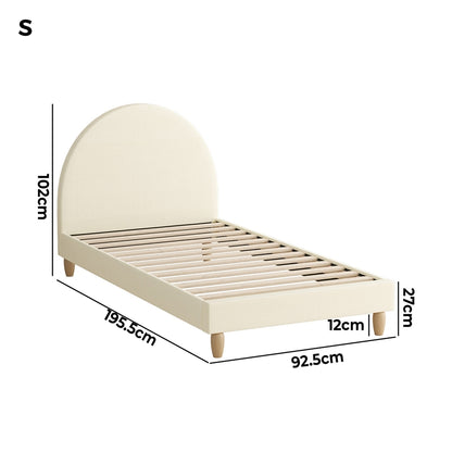 Oikiture Bed Frame Single Size Arched Beds Platform Beige Fabric-Bed Frames-PEROZ Accessories