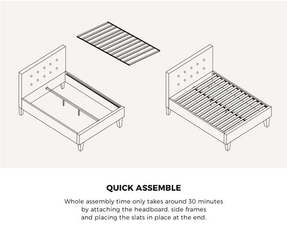 Oikiture Bed Frame Double Size Wooden Fabric Grey-Bed Frames-PEROZ Accessories