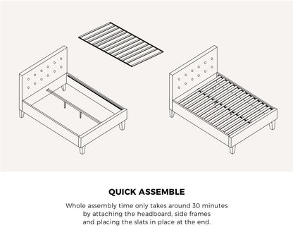 Oikiture Bed Frame King Size Wooden Fabric Grey-Bed Frames-PEROZ Accessories