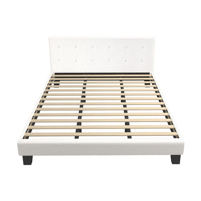 Oikiture Bed Frame King Size White Boucle-Bed Frames-PEROZ Accessories