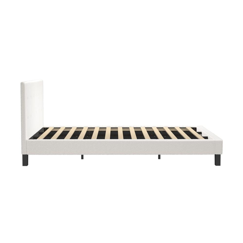 Oikiture Bed Frame King Size White Boucle-Bed Frames-PEROZ Accessories