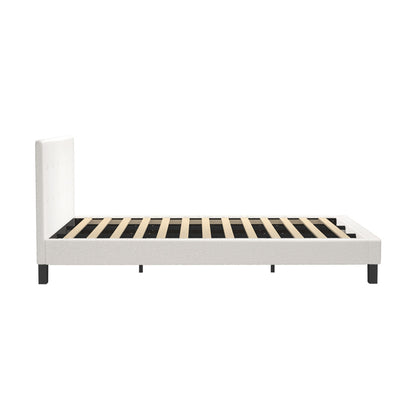 Oikiture Bed Frame King Size White Boucle-Bed Frames-PEROZ Accessories