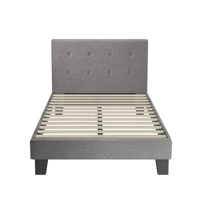 Oikiture Bed Frame King Single Wooden Fabric Grey-Bed Frames-PEROZ Accessories