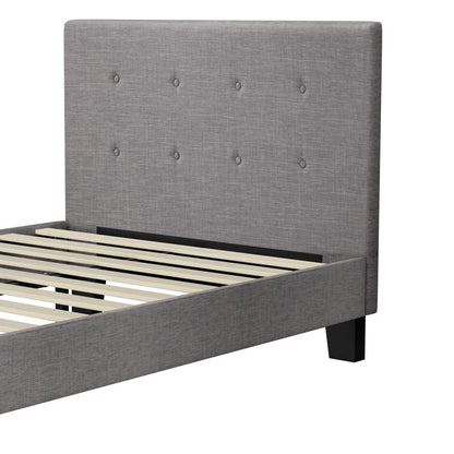 Oikiture Bed Frame King Single Wooden Fabric Grey-Bed Frames-PEROZ Accessories