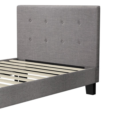 Oikiture Bed Frame King Single Wooden Fabric Grey-Bed Frames-PEROZ Accessories