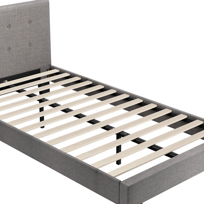 Oikiture Bed Frame King Single Wooden Fabric Grey-Bed Frames-PEROZ Accessories