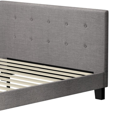 Oikiture Bed Frame Queen Size Wooden Fabric Grey-Bed Frames-PEROZ Accessories