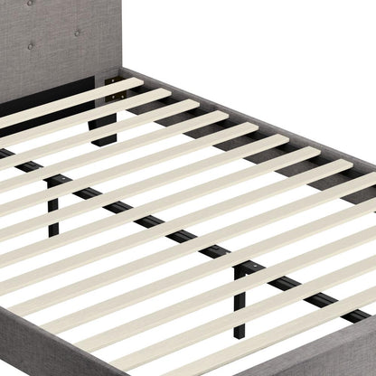 Oikiture Bed Frame Queen Size Wooden Fabric Grey-Bed Frames-PEROZ Accessories