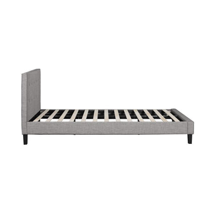 Oikiture Bed Frame Queen Size Wooden Fabric Grey-Bed Frames-PEROZ Accessories