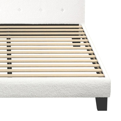 Oikiture Bed Frame Queen Size White Boucle-Bed Frames-PEROZ Accessories
