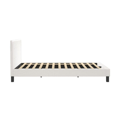 Oikiture Bed Frame Queen Size White Boucle-Bed Frames-PEROZ Accessories