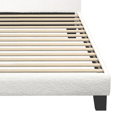 Oikiture Bed Frame Single Size White Boucle-Bed Frames-PEROZ Accessories