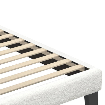Oikiture Bed Frame Single Size White Boucle-Bed Frames-PEROZ Accessories