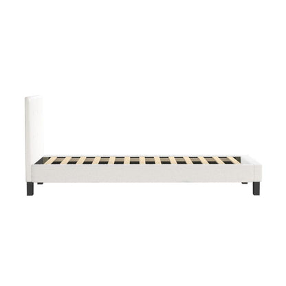 Oikiture Bed Frame Single Size White Boucle-Bed Frames-PEROZ Accessories