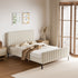 Oikiture Double Size Bed Frame Velvet Fabric Beige-Bed Frames-PEROZ Accessories