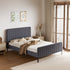 Oikiture Bed Frame Double Size Beds Platform Velvet Fabric Grey-Bed Frames-PEROZ Accessories
