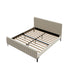 Oikiture King Size Bed Frame Velvet Fabric Beige-Bed Frames-PEROZ Accessories