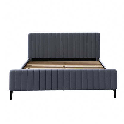 Oikiture Bed Frame King Size Beds Platform Velvet Fabric Grey-Bed Frames-PEROZ Accessories