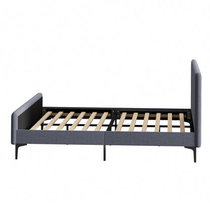 Oikiture Bed Frame King Size Beds Platform Velvet Fabric Grey-Bed Frames-PEROZ Accessories
